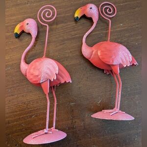 🦩Set Of Two Pink Flamingo Metal Picture Holders